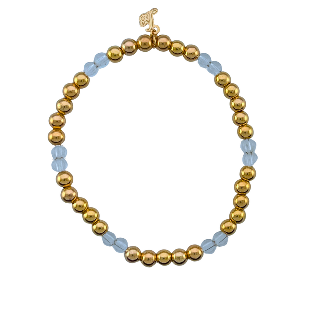 SB275CQ Clear quartz stones with 18K Gold Plated Bracelet