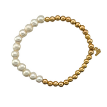 Load image into Gallery viewer, SB279 Fresh water Pearl with 18K Gold Plated balls Bracelet