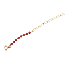 Load image into Gallery viewer, SB281 Agate Stones with paperclip 18K Gold Plated Bracelet