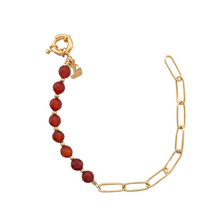 Load image into Gallery viewer, SB281 Agate Stones with paperclip 18K Gold Plated Bracelet