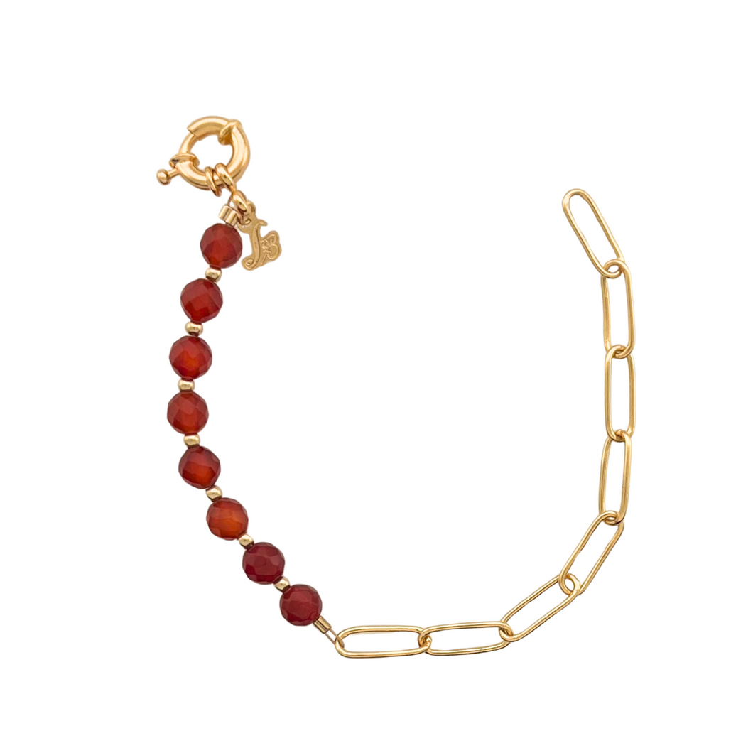 SB281 Agate Stones with paperclip 18K Gold Plated Bracelet