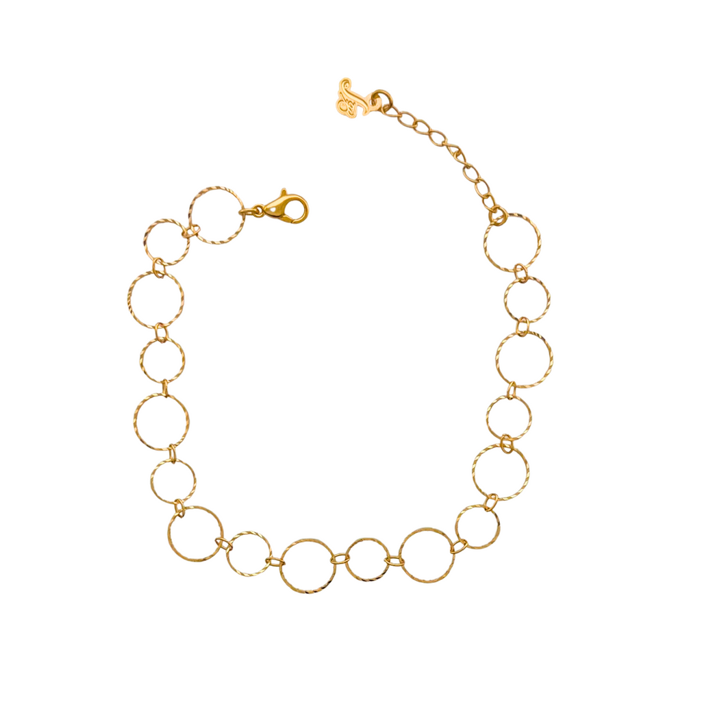 SB283 18K Gold Plated light weight Double size Circles Bracelet