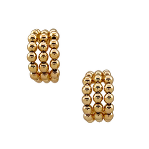 SE965 18K Gold plated triple Hoops with balls Earrings