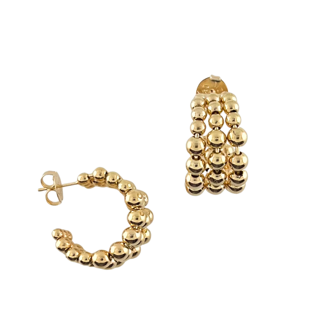 SE965 18K Gold plated triple Hoops with balls Earrings