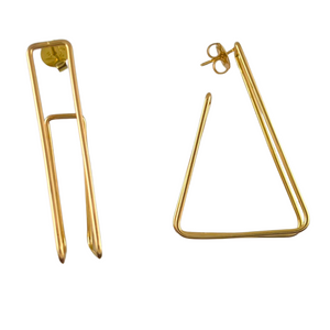 SE966 Double wire 18K Gold Plated triangle Earrings