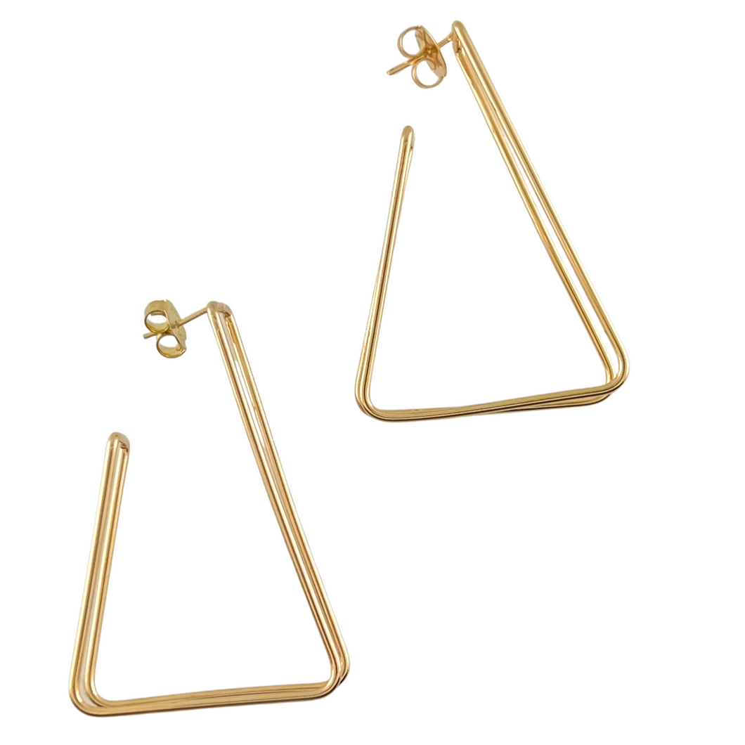 SE966 Double wire 18K Gold Plated triangle Earrings