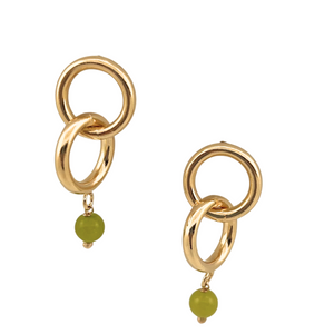 SE968 18K Gold Plated Earrings with green calcite stones