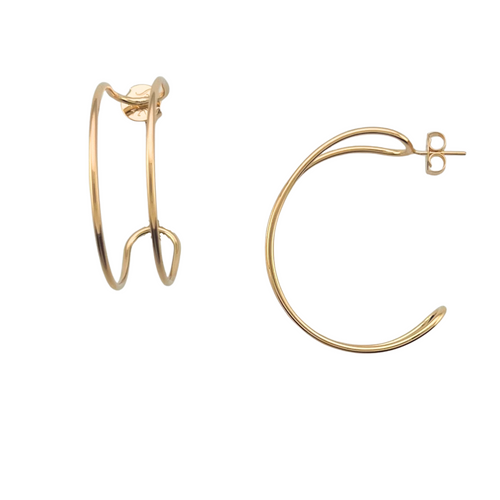 SE970 Double wire 18K Gold Plated round Earrings