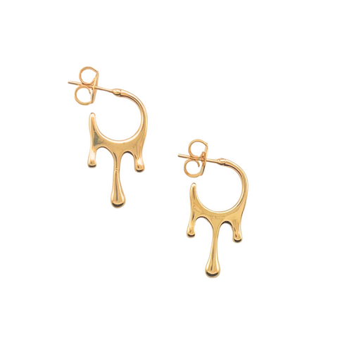 SE976 18K Gold Plated melting drops Organic Hoops