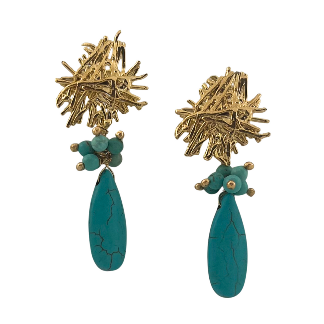 SE988 18K Gold Plated Earrings with Turquoise Stones