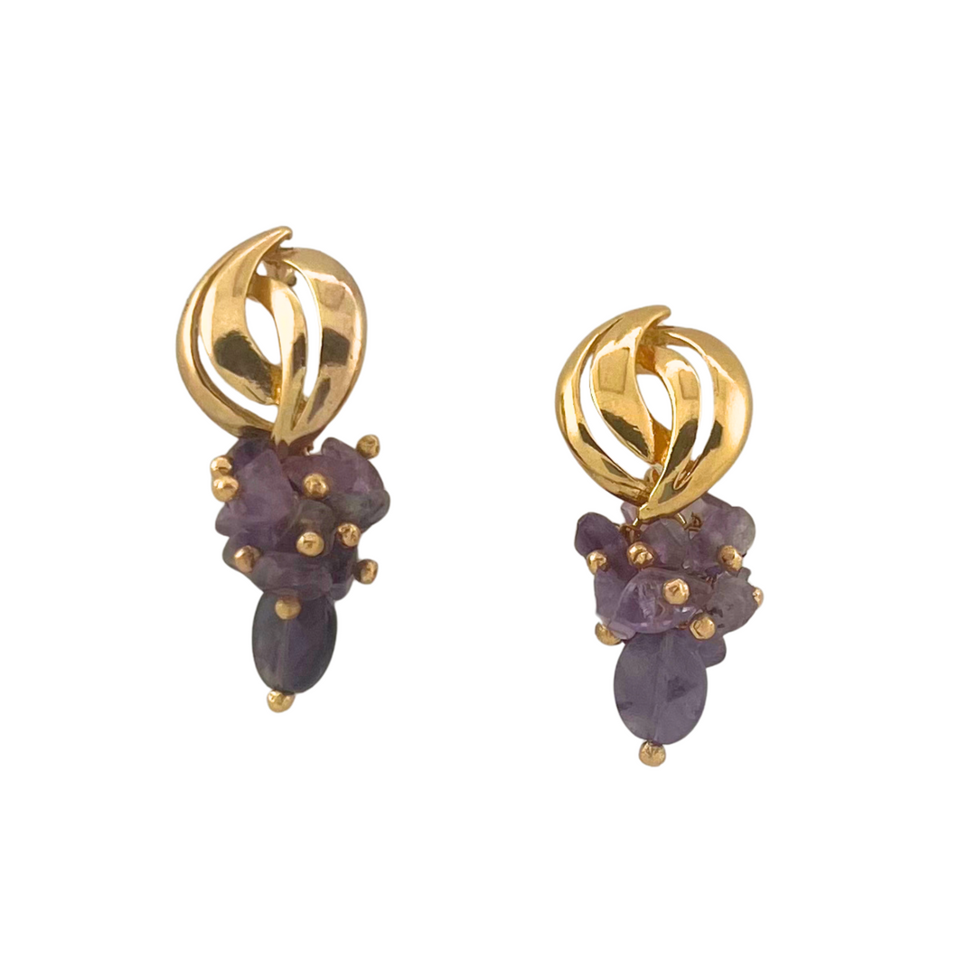 SE990AM 18K Gold Plated Earrings with Amethyst Stones