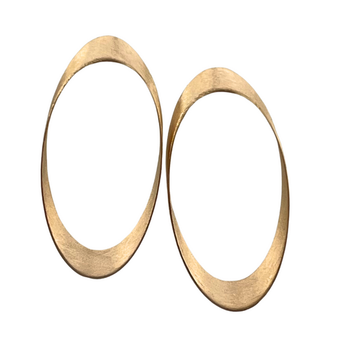 SE999B(LG) 18K Gold Plated brushed large oval Earrings