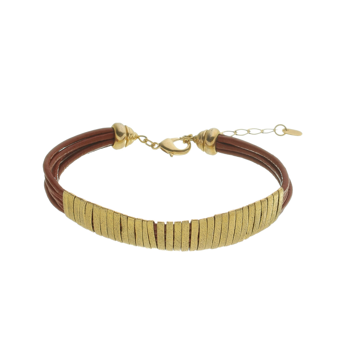 18k Gold Plated Bracelet with Red Leather – Sai Brazil